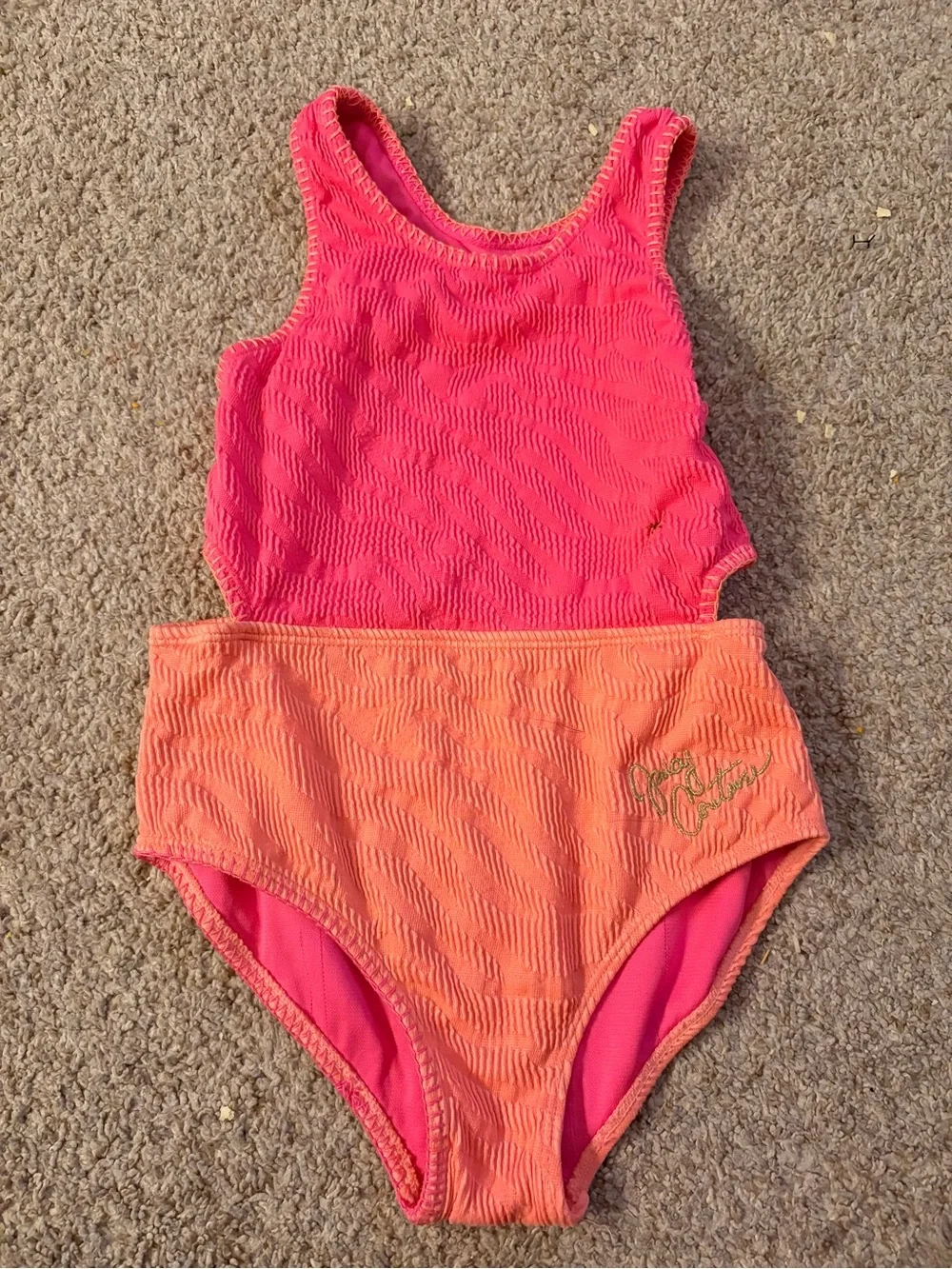 Kids Two-Tone Pink & Orange One-Piece Swimsuit